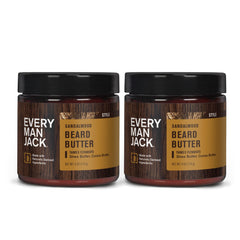 Every Man Jack beard butter subtle sandalwood packaging highlights premium beard care.