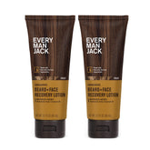 Every Man Jack Beard + Face Recovery Lotion bottle shows lightweight hydration for beard and skin