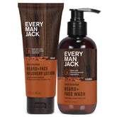 Every Man Jack beard and face wash bottle enables a quick, dual cleanse for beard and skin.
