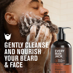 Every Man Jack beard-face wash foamy lather demonstrates gentle daily cleansing