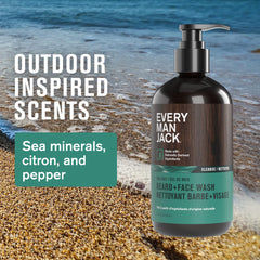 Every Man Jack beard and face wash hands rinse show a quick post-workout cleanse.