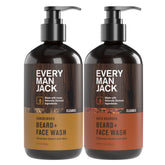 Every Man Jack beard wash sandalwood aged bourbon bottle promotes a fresh cleanse