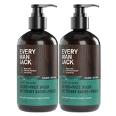 Every Man Jack beard and face wash sea salt bottle pour offers a refreshing clean routine.