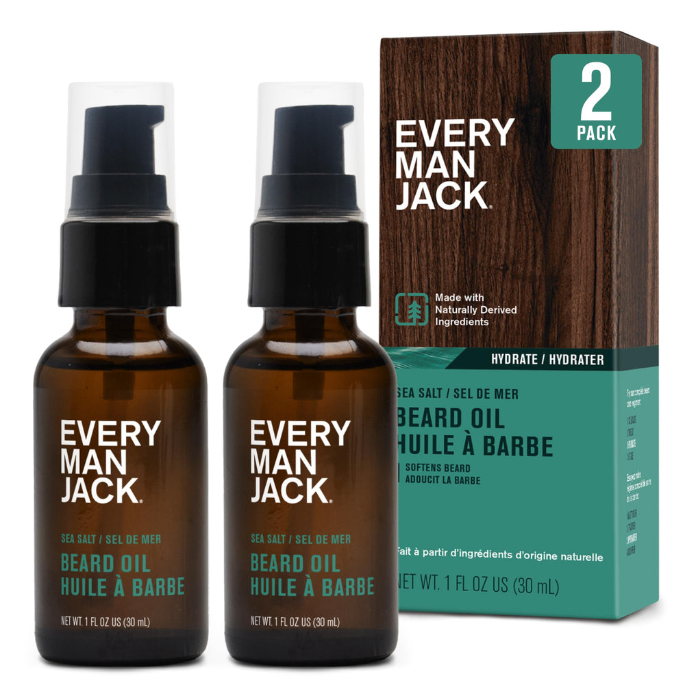Every Man Jack beard oil subtle-sea-salt-bottle shows coastal fragrance and conditioning.