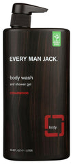 Every Man Jack cedarwood body wash twin-pack bottles offer a refreshing cleanse for daily showers.