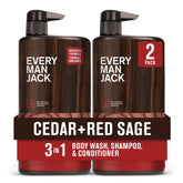 Every Man Jack Cedar + Red Sage wash bottle with hydrating formula for skin and hair