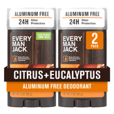 Every Man Jack Citrus + Eucalyptus deodorant 2-pack box shows lasting freshness