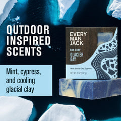 Close-up of glacier clay in Every Man Jack Cold Plunge soap for cooling feel