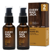 Every Man Jack sandalwood beard oil bottle for daily conditioning and shine.