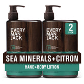 Every Man Jack sea minerals citron lotion bottle shows quick-dry hydration for daily use.