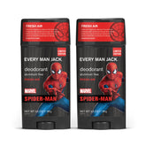 Every Man Jack Spider-Man twin-pack packaging shows long-lasting freshness.