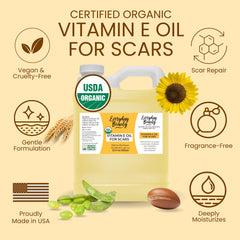 Everyday Beauty Organic Vitamin E Oil ingredients—vegan, all-natural blend for nourished skin