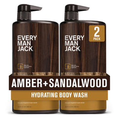 Every Man Jack Nourishing Amber + Sandalwood bottle-front for a hydrating shower experience
