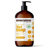 Everyone 3-in-1 Soap bottle in recycled plastic demonstrates eco-friendly packaging for everyday cleansing.