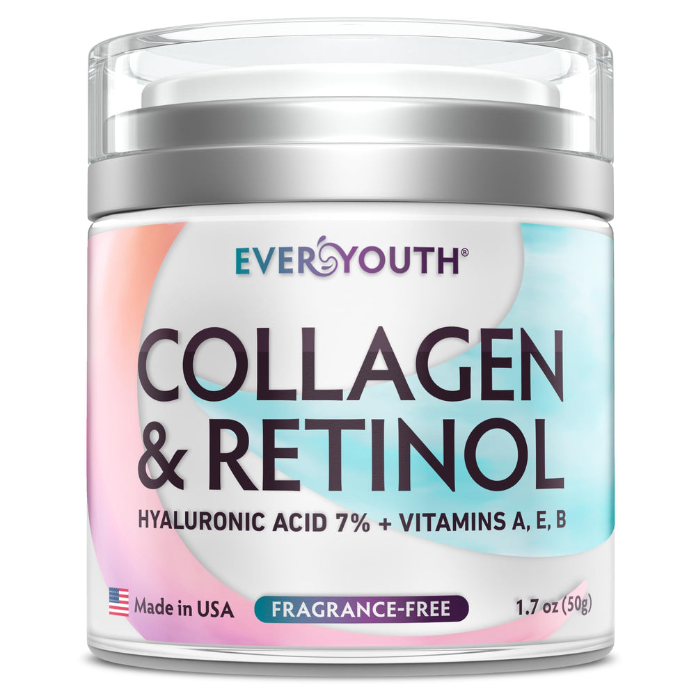 EVERYOUTH collagen cream face application demonstrates smooth, hydrated skin for a refreshed look