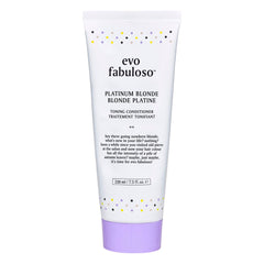 EVO Fabuloso Platinum Blonde Toning bottle close-up for quick brassy neutralization.
