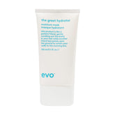 EVO The Great Hydrator bottle close-up showing hydration for dry hair.