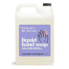 EVOLVED BY NATURE liquid hand soap refill bottle; 128oz bulk packaging reduces waste.