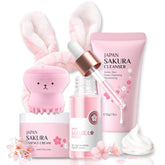 Evolvique Sakura skincare set packaging highlights travel-friendly hydration.