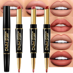 evpct 3Pcs nude beige lip liner and lipstick set packaging showcases premium gift-ready presentation for gifting.