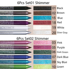 evpct dark blue shimmer eyeliner pencils closeup highlighting rich pigment and long-wear shade.