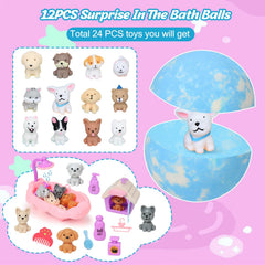 Excalla bath bombs in 12 colors and scents spark kid-friendly bath time fun.