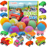 Excalla bath bombs 9-pack box — vibrant colors and inviting scents for kid-friendly baths.