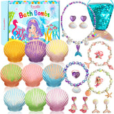 Excalla Mermaid Bath Bombs kit box showcases gift-ready packaging for playful bath time.