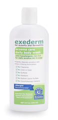 Exederm Body Wash in use on hands, providing hydration via glycerin.