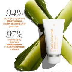 Kate Somerville Exfolikate massage action shows 30 second exfoliation routine.