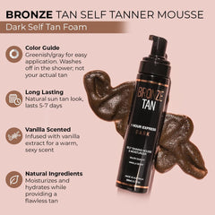 Existing Beauty Bronze Tan Mousse foam texture for quick, even application