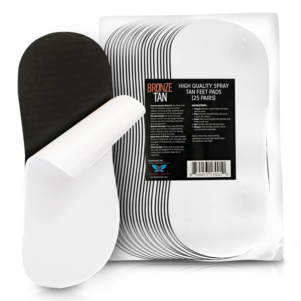 Existing Beauty Bronze Tan Sticky Pads feet closeup protect feet during sunless tanning