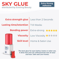 Existing Beauty Sky Glue S+ fast-dry-2-seconds feature enables efficient lash application.