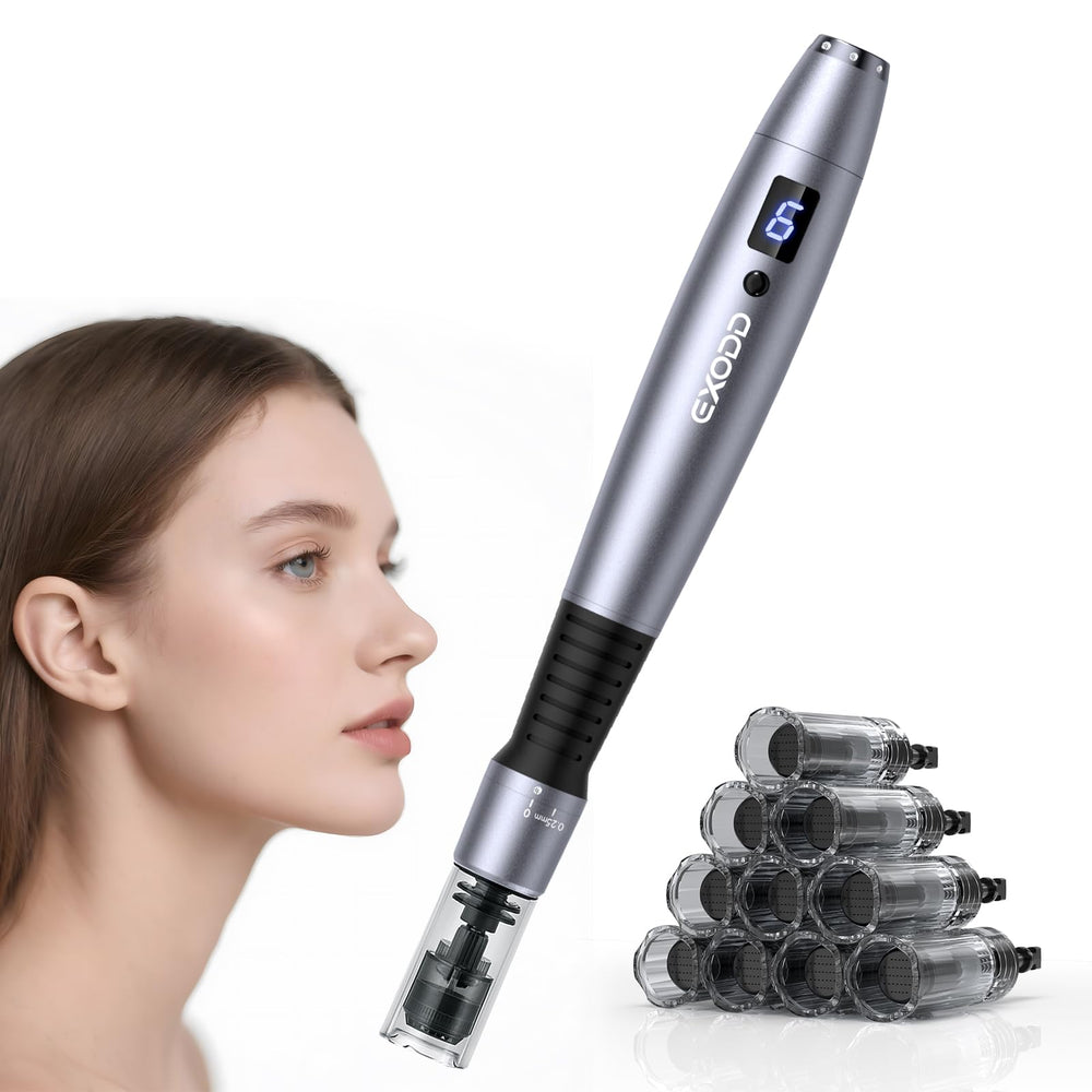 EXODD 0.25mm derma roller kit close-up showing compact home-use design.
