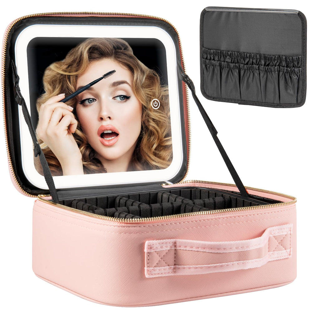 Extrei Gent makeup travel train case with LED mirror for precise on-the-go prep