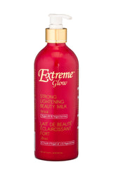 Extreme Glow Strong Lightening Beauty Milk bottle front view for even skin tone support and hydration.