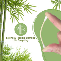 Eyxformula natural organic cotton tips emphasize absorbent, hypoallergenic contact for skin and makeup.