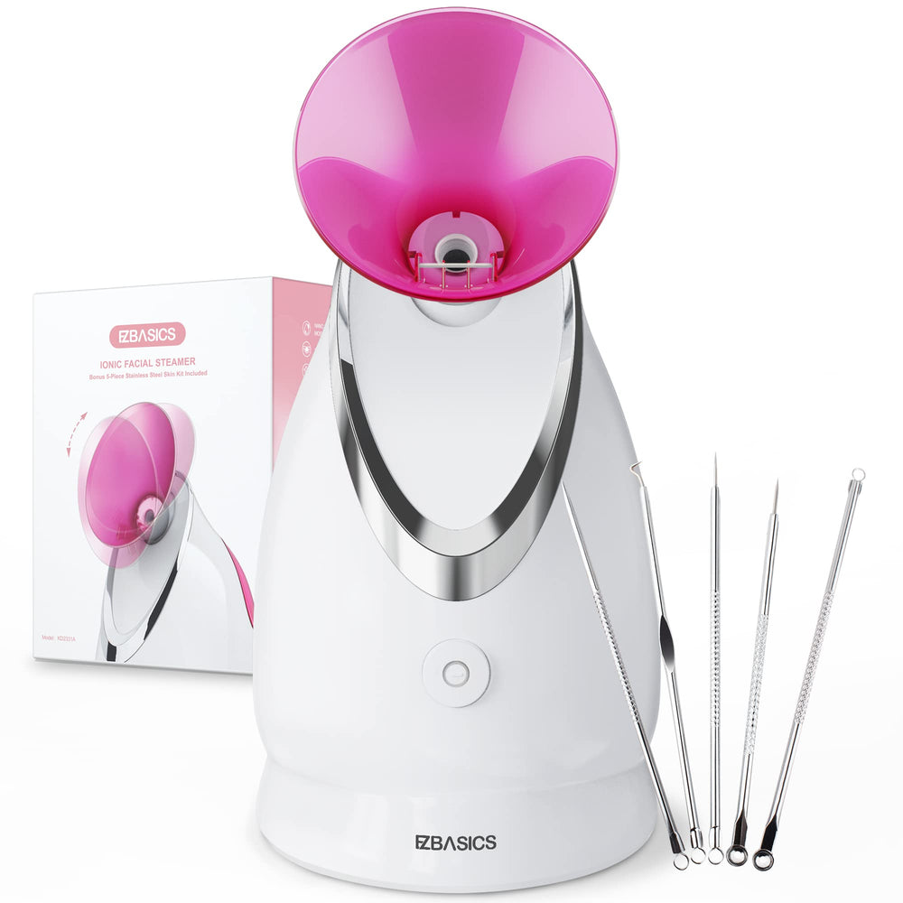 EZBASICS facial steamer ionic steam tech demonstrates enhanced hydration and penetration.