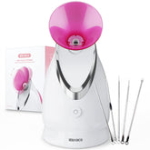 EZBASICS facial steamer ionic steam tech demonstrates enhanced hydration and penetration.
