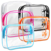 F-color TSA approved toiletry bag clear front view for easy security checks and visible contents.