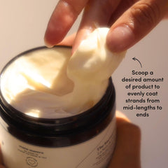 Fable & Mane Deep Moisture Mask whipped texture on spoon indicates luxurious conditioning