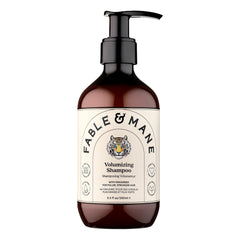 Fable & Mane volumizing shampoo bottle visualizing weightless volume for fuller-looking hair
