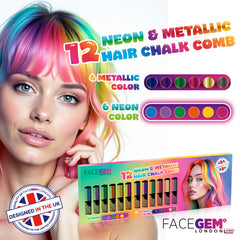 FACEGEM LONDON neon colours swatch showing vibrant pigments for creative styling.
