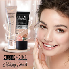 Faces Canada Strobe Cream Rose Gold texture-closeup highlights lightweight, non-sticky radiance