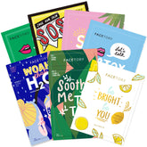 FACETORY Best of 7 collection sheet masks packaging highlights hydration for all skin types.