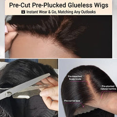 FACMOOD 100% human hair 200% density close-up highlights natural thickness and styling versatility