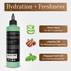 FACON aloe vera gel application highlighting soothing hydration during shave.