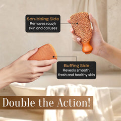 FACON pumice stone in shower-use scenario emphasizing natural cleansing and easy exfoliation