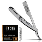 FACON straight razor with ergonomic grip for precise control during grooming.