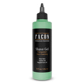 FACON transparent shaving gel bottle for precise straight-razor lines.